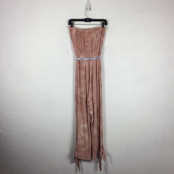 Free People Just Float Pink Tie Dye Strapless Cozy Relaxed Jumpsuit Small - Picture 14 of 15